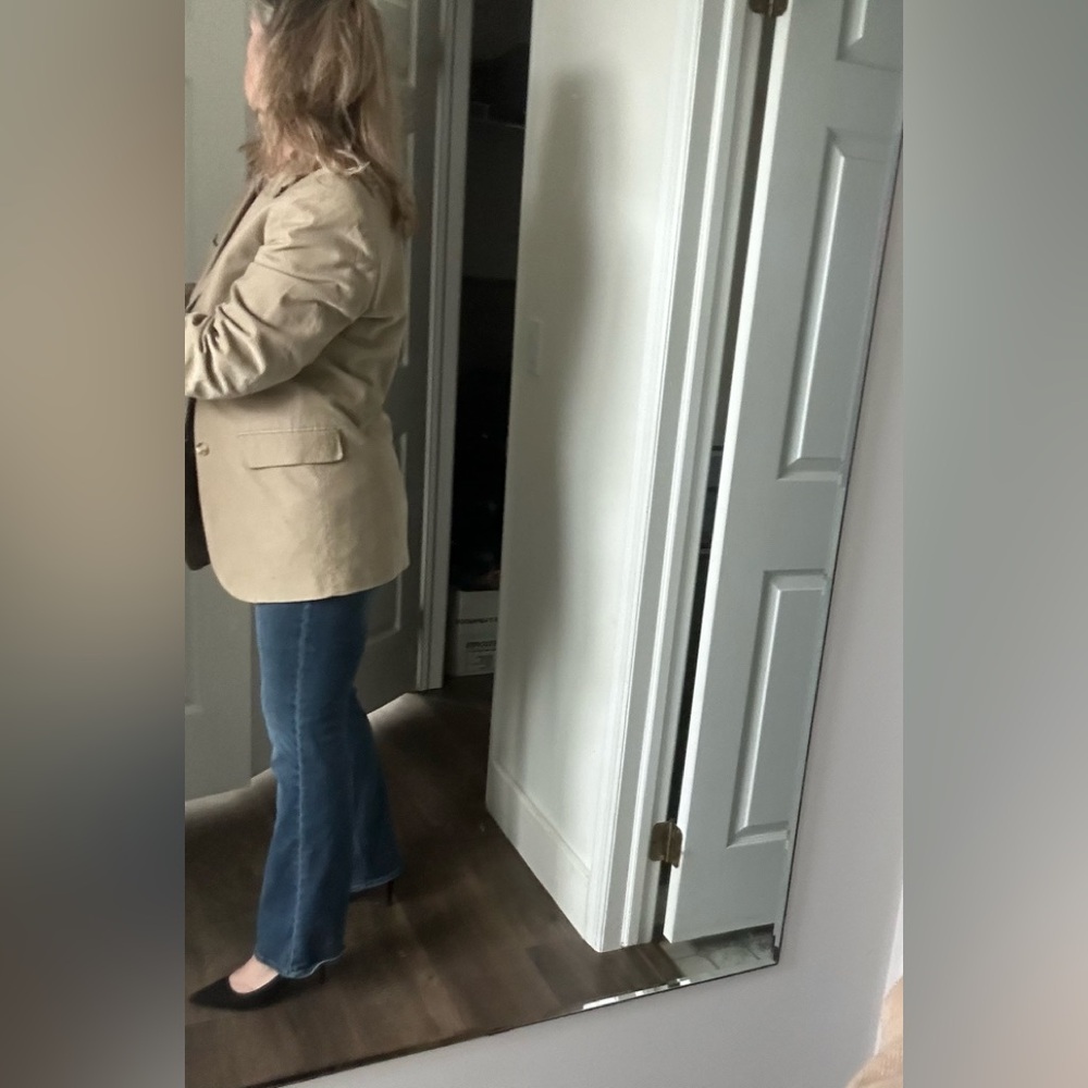 Vintage Men’s Tan Blazer Wear as Oversized Women’s Suit Jacket Coat Corduroy L - Picture 3 of 10